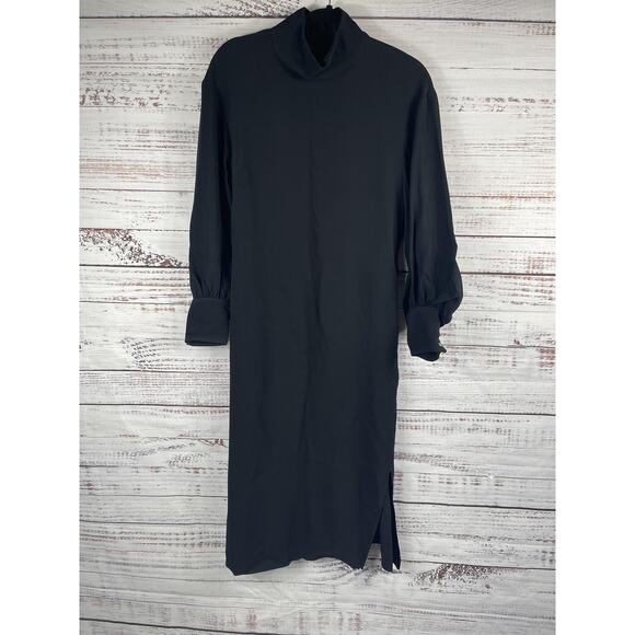 Banana Republic Dress Women's Medium Long Sleeve Mock Neck Side Slit Pockets - Picture 2 of 14